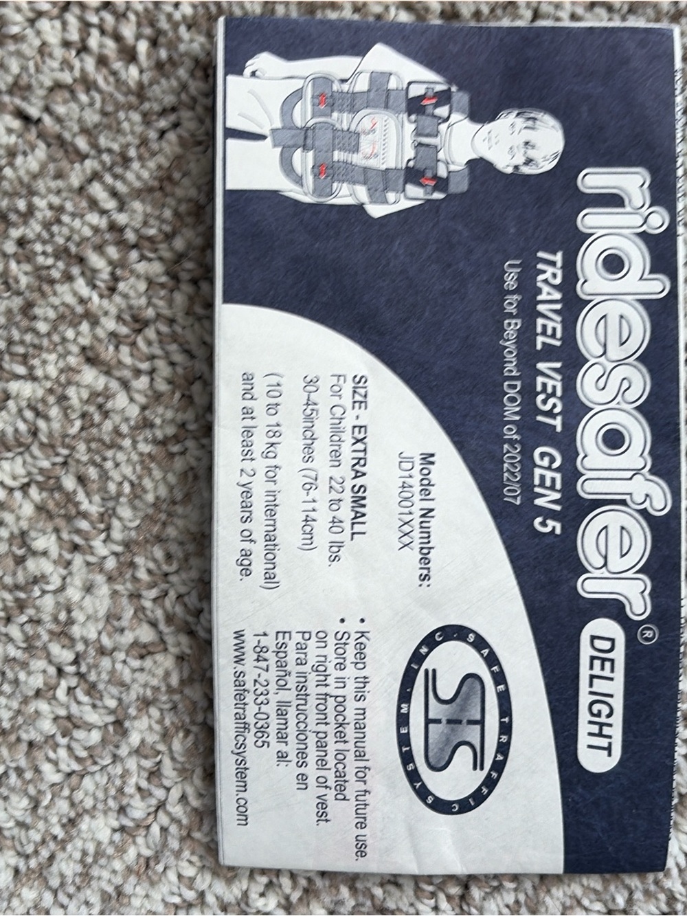 RideSafer Delight Travel Vest – Size XS – Excellent Condition - Black - Picture 10 of 10